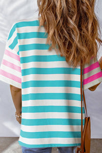 Stripe Contrast Patch Pocket T-Shirt