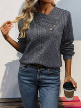 Long Sleeve Pleated Solid Color Sweater