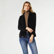 Penny Velour Open Cardigan: Black