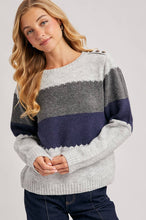 COLOR BLOCK BRUSHED TEXTURE KNIT SWEATER
