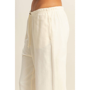 Basics High-Waisted Straight-Cut Drawstring Pants