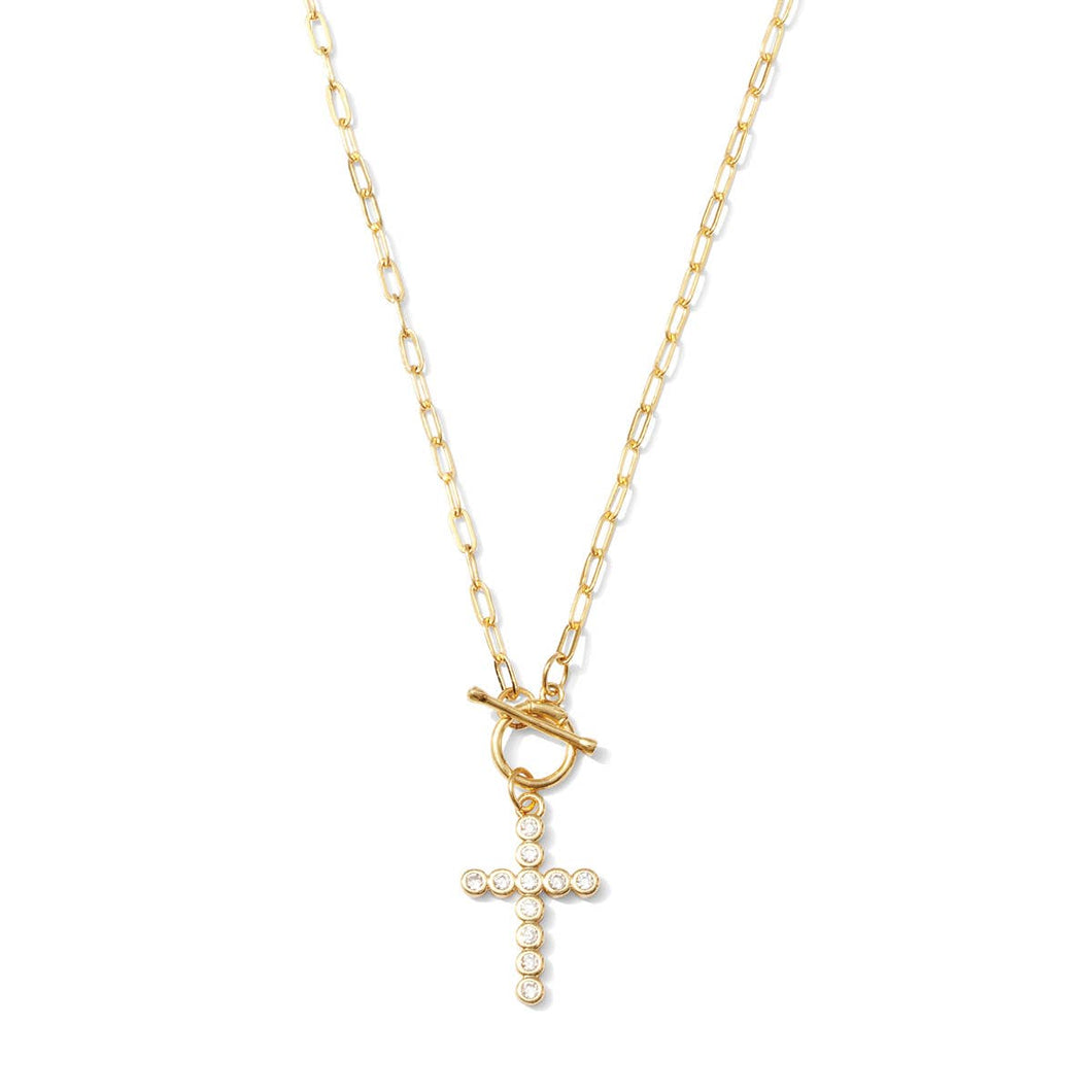 Sparkle Cross Toggle Necklace