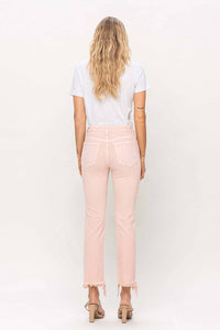 MID RISE STRAIGHT JEANS: POWDERY PINK