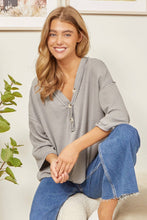 Button Down Two Tone Thermal Top