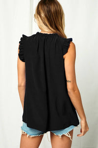 Solid Shirring Neck Sleeveless Top