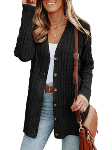 Medium Length Knitted Cardigan Sweater