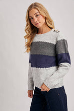 COLOR BLOCK BRUSHED TEXTURE KNIT SWEATER