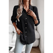 Open Front Button Pocket Lined Loose Blouse