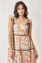 FLORAL PRINTED TAPE RUFFLE STRAP TIERED DRESS