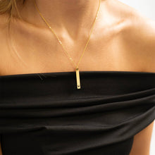 Paw Print Cutout Vertical Stainless Steel Bar Necklace: Stainless