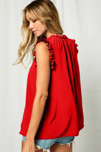 Solid Shirring Neck Sleeveless Top