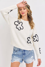 SEQUINS FLORAL  KNIT SWEATER