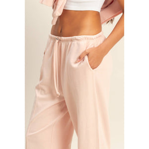 Basics High-Waisted Straight-Cut Drawstring Pants