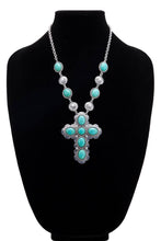 Semi Stone Cross Necklace