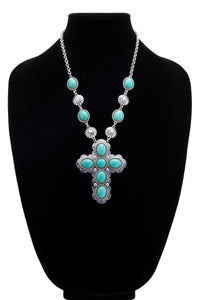 Semi Stone Cross Necklace