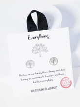 18K Gold Dipped Tree Of Life Button Stud Earrings