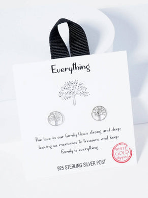 18K Gold Dipped Tree Of Life Button Stud Earrings