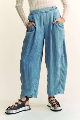 WIDE OPENING HIGH WAIST TENCEL DENIM BARREL PANTS