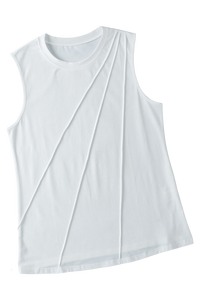 Pleated Crew Neck Tank Top