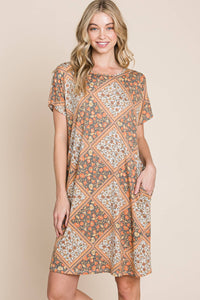 Multicolored Leaves Jacquard Dress