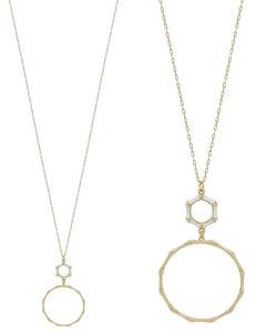 Gold Chain Necklace With White Bamboo And Gold Bamboo Dangle