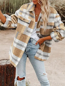 Plaid Button Flannel Shirt Shacket