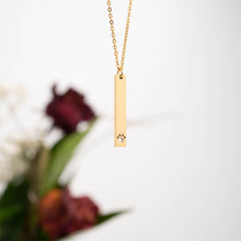 Paw Print Cutout Vertical Stainless Steel Bar Necklace: Stainless
