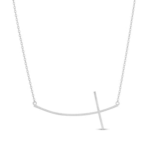 Brushed side cross Necklace: Silver