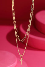 Brass 2-Layered Cross Pendant Chain Link Necklace