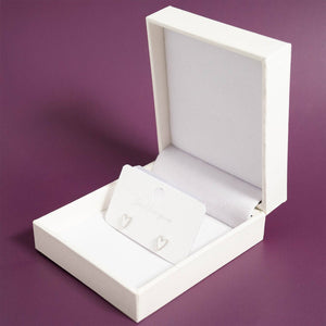 18K Gold PVD Stainless Steel White Heart Stud Earrings: Stainless
