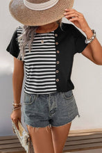 STRIPED PATCHWORK SHORT-SLEEVED T-SHIRT