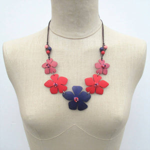 Floria Pink and Red Flower Necklace