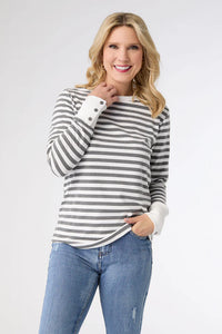Alexis Super Soft Stripe Top With Snap Cuff