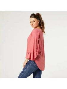 Aubrielle Top With Ruffle Sleeve