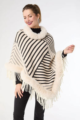 Ausha Poncho With Faux Fur Trim