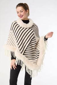 Ausha Poncho With Faux Fur Trim