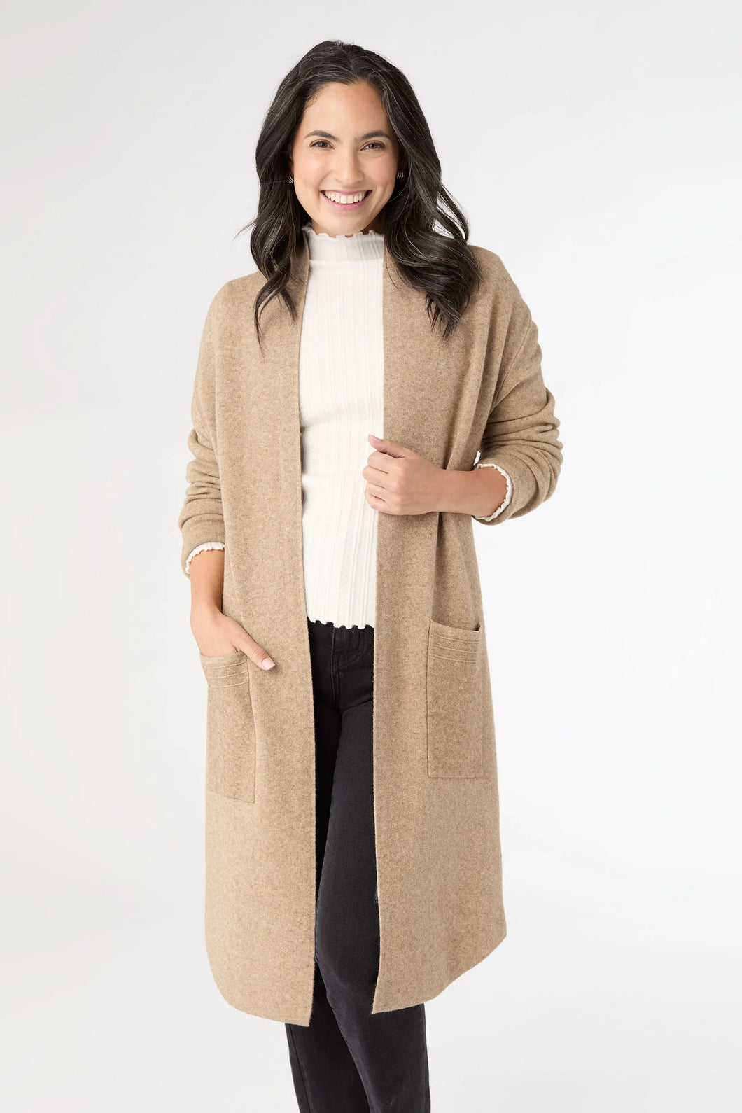 Luxe Long Cardigan with Lattice Back