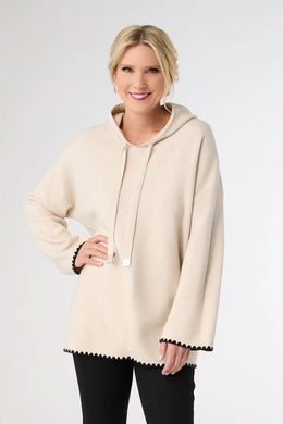 Luxe Hooded Sweater With Contrast Trim