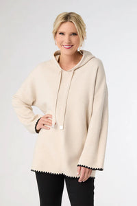 Luxe Hooded Sweater With Contrast Trim
