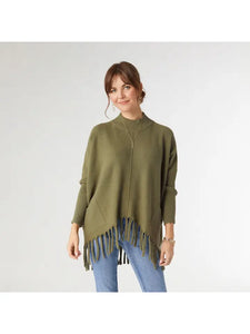 Heavenly-Luxe Flowy Mock Neck Fringe Sweater