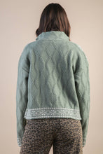 Graphic Knit Sweater Zip Up Cardigan