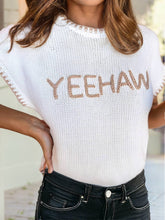YEEHAW Contrast Stitch Edge Crew Neck Sweater