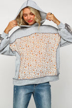 TWO TONE HACCI FLORAL KNIT TOP WITH HOOD