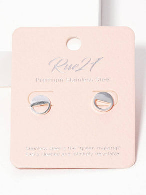 Stainless Steel Semi Circle Stud Earrings