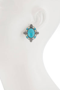 Metal Western Semi Turquoise Stone Post Earring