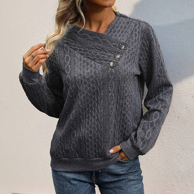 Long Sleeve Pleated Solid Color Sweater