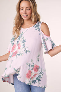 FLORAL PRINT OPEN SHOULDER TOP