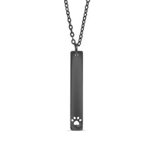 Paw Print Cutout Vertical Stainless Steel Bar Necklace: Stainless