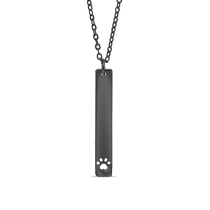 Paw Print Cutout Vertical Stainless Steel Bar Necklace: Stainless