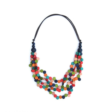 Spree bright colored wood bead necklace